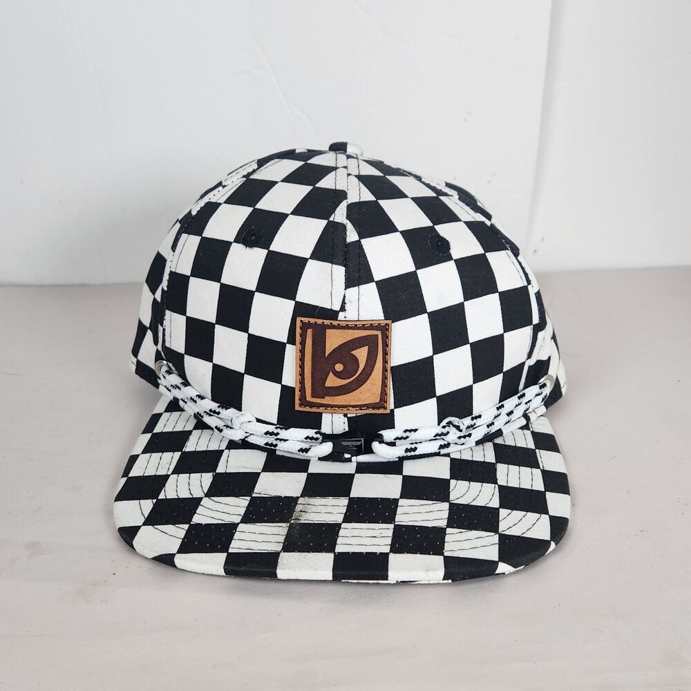 Findlay Rope Hat black white blockhead evil eye skater checkered logo SnapBack‎